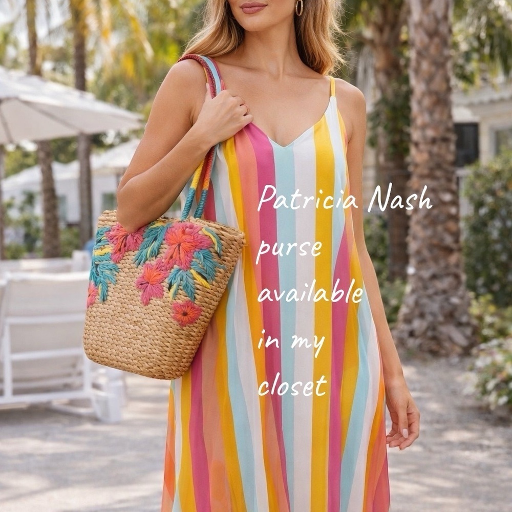 Pastel Rainbow Stripe Maxi Dress Low Back Resort Glam Vacation Cover Up Medium - Picture 8 of 14